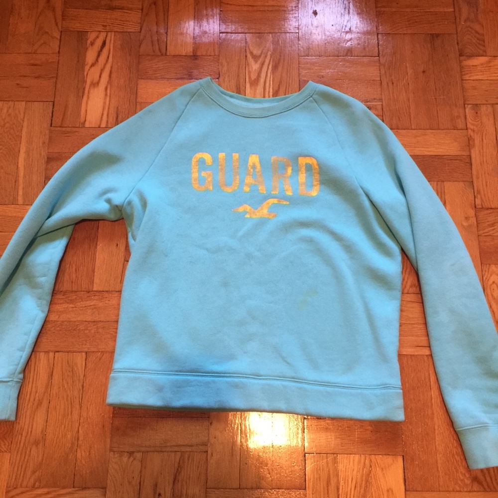 hollister sweater sweatshirt turquoise blue logo